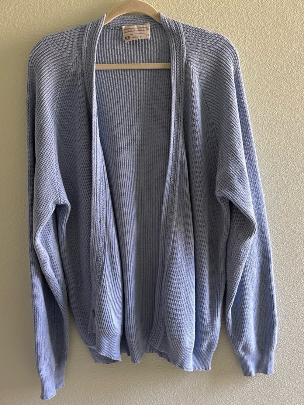 Men's Light Blue Open-Front Knit Cardigan Sweater